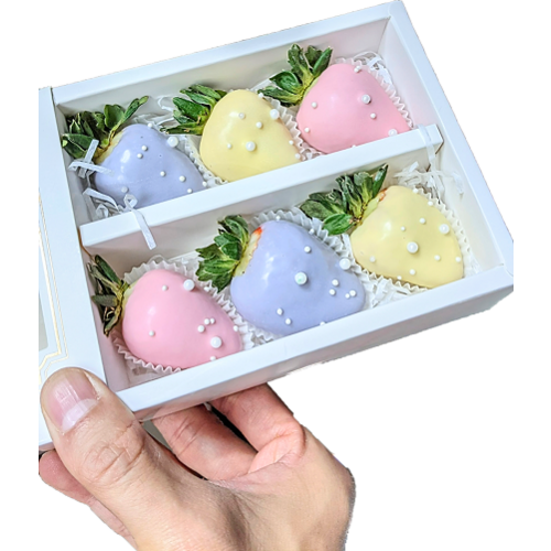 6pcs Pastel P.P.Y Chocolate Strawberries Gift Box